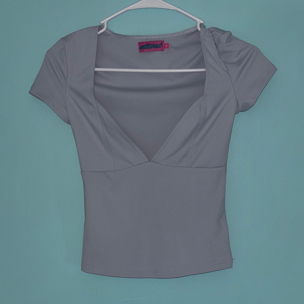 Edikted Light Blue V-Neck Top